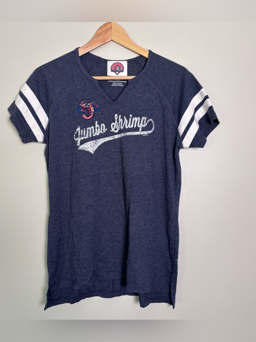 Jacksonville Jumbo Shrimp Blue Short Sleeve Tee-Minor League Baseball-Women's M